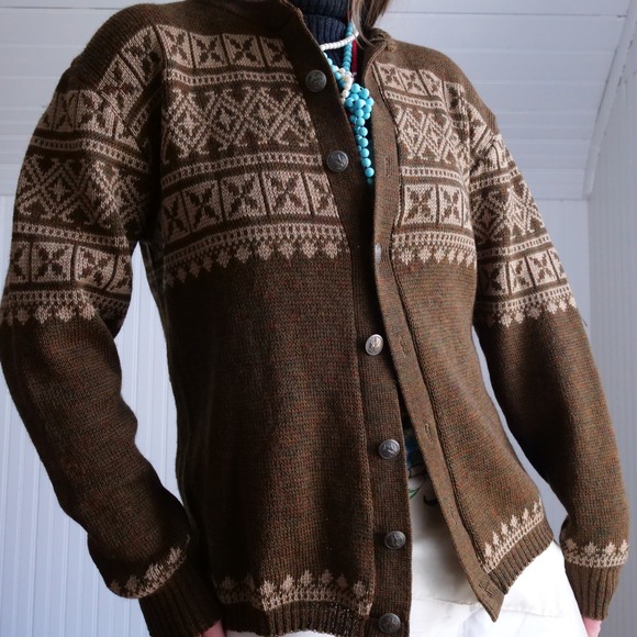 Great 50s/60s Jerrold brown wool cardigan - Picture 2 of 10